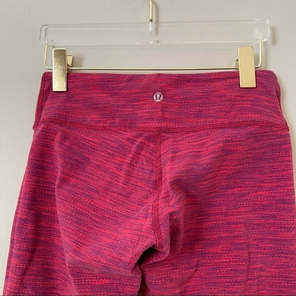Lululemon Women's Wunder Under Crop Leggings Space Dye Red 6 - Picture 5 of 7